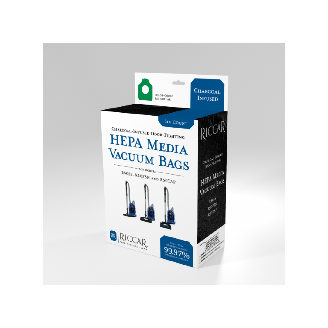 Riccar Prima Charcoal-Infused HEPA Media Bags (6-Pack)