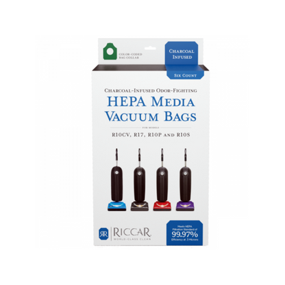 Riccar SupraLite R10 Charcoal-Infused HEPA Media Bags (6-Pack)